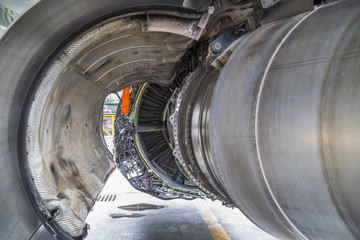 airplane engine rear view close up