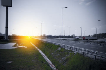 Sunset over highway