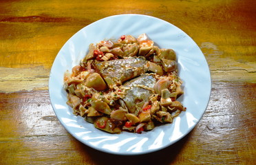 sardine canned fish dressing mushroom ketchup sauce spicy salad