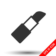 Lipstick icon. Simple flat logo of lipstick isolated on white background. Vector illustration.