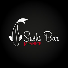 Sushi bar logo template design with chopstick. Bar, restaurant. Vector illustration.