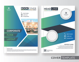 Multipurpose business and corporate cover design layout. Suitable for flyer, brochure, book cover and annual report. green and blue color A4 size template background with bleeds. Vector illustration