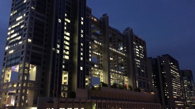 TOKYO -MAY 2016: Odaiba skyline at night. Tokyo attracts 5 million foreign people every year