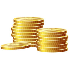 Game icon of gold coins. Gui asset elements collection. Vector illustration isolated on white background.