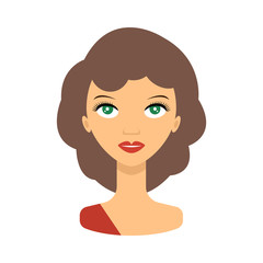 Woman face icon. Face young women - vector stock. Beauty woman avatar.