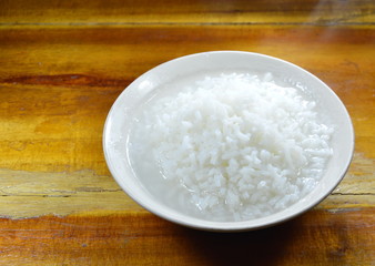 Fototapeta na wymiar boiled rice hot soup on bowl
