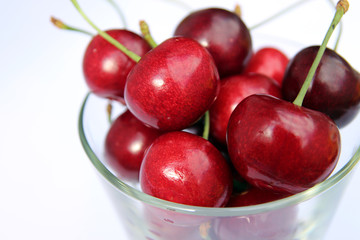 Sweet cherry in glass bowl