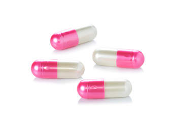 capsule pills on white background