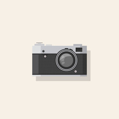 Detailed Retro Camera Flat Illustration, Camera icon

