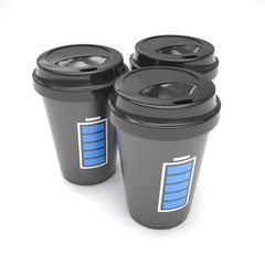 Three paper coffee cups. 3d rendering.