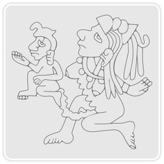 monochrome icon with symbols from Aztec codices for your design