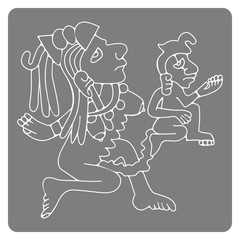 monochrome icon with symbols from Aztec codices for your design