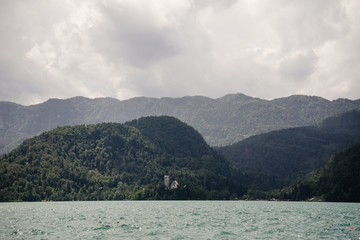 Lake Bled, magnificent view of mountain lake