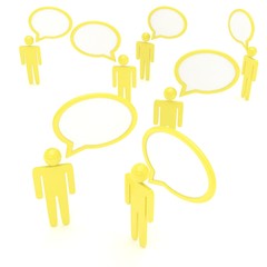 people with talk bubbles isolated over a white background. 3d rendering.