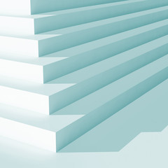 Wmpty white stairs, blue shadow, 3d render