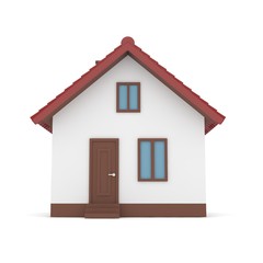 Obraz na płótnie Canvas Isolated home with red roof on white. 3D rendering.