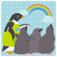 アデリーペンギン 保育園 虹