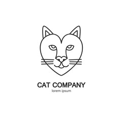 Portrait of cat made in modern line style vector.