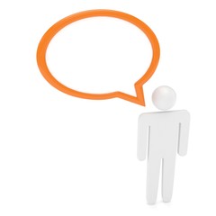 3d man with talk bubbles isolated over a white . 3d rendering.