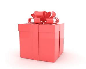 gift box with bows isolated on white. 3d rendering.
