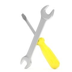 3D Illustration Wrench and screwdriver, service concept