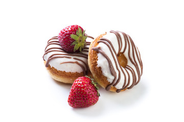 various donuts on white background