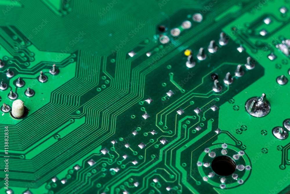 Poster close up of a printed green computer circuit board