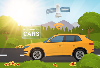 Autonomous self-driving car vector illustration, driverless technology - 113883840
