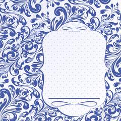 Blank figured card with floral ornament vector illustration.