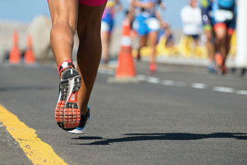 Marathon running race,view from behind - obrazy, fototapety, plakaty
