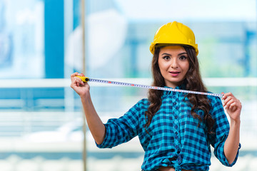 Young woman doing home improvements