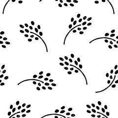 Vector seamless pattern with silhouettes of abstract natural