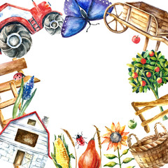 Watercolor organic farm.