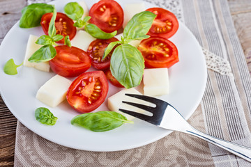 Vegetable salad  on wooden background.