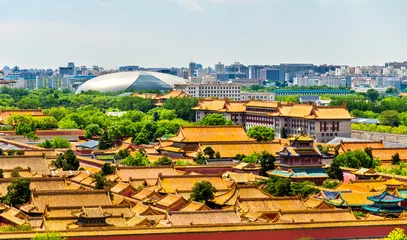 Foto op Plexiglas Aerial view on Forbidden City from Jingshan Park in Bejing © Leonid Andronov