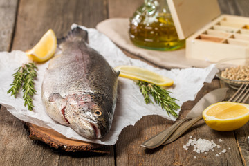 fresh trout with spices and seasonings 