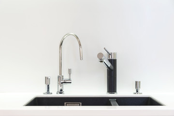 Artifical stone sink and two faucets