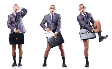 Composite photo of naked businessman on white