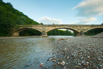 old stone bridge over Dax river, Adygea