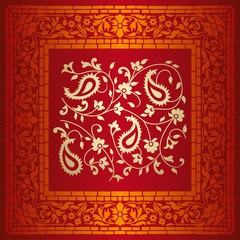 wedding card design, paisley floral pattern , India