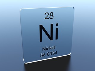 Nickel symbol on a glass square