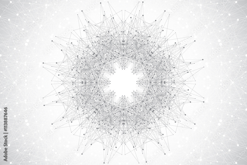 Poster geometric abstract background molecule and communication. vector illustration