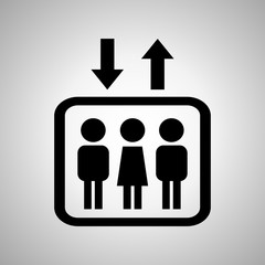 Lift or elevator symbol on a black background. Vector illustration.