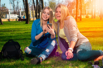 girls having fun in the park