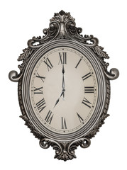 Antique wall clock isolated.