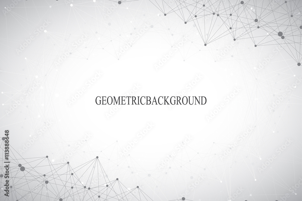 Aufkleber Geometric abstract background with connected line and dots. Graphic backdrop for your design. Vector illustration