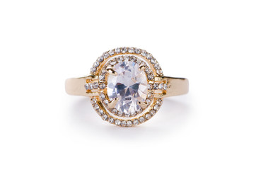 Golden ring isolated on white background