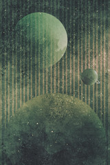 universe scene with planets and striped background,illustration