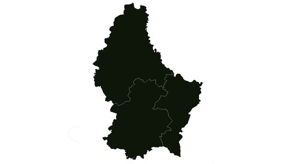 Luxembourg country map detailed visualisation in black