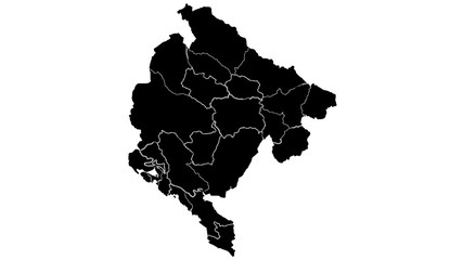 Montenegro country map detailed visualisation in black